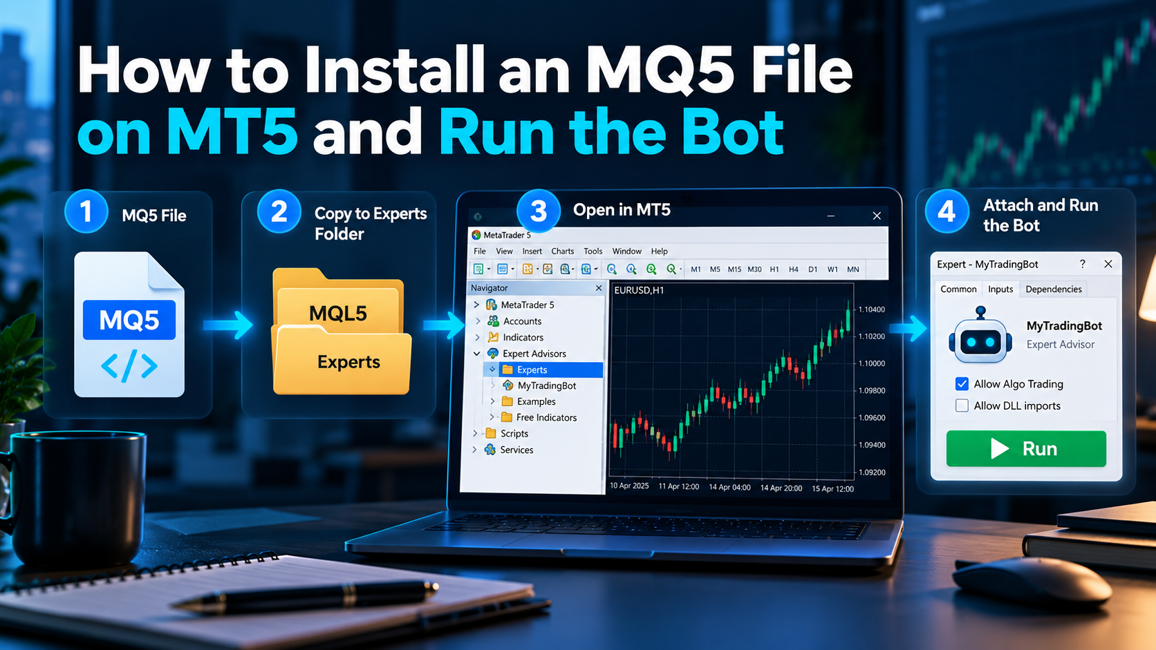 how do I install an mq5 file on mt5 and run the bot